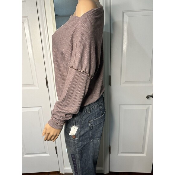 Project Social T Women’s Thermal Waffle Long Sleeve Off Shoulder purple - Med - Picture 2 of 8